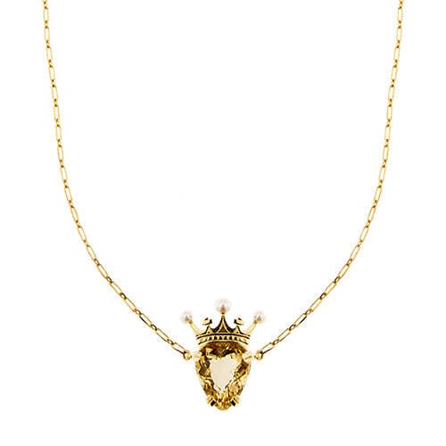 Collier Collier avec couronne, quartz citrine et perles 58 Facettes 38120
