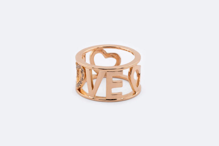Bague 17 / Oro Rosa Anello in oro rosa LOVE con diamanti 58 Facettes ANL714