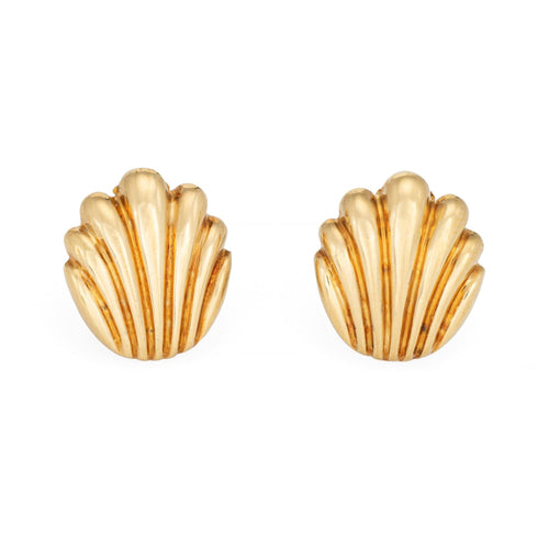 Tiffany & Co - Vintage øreclips i gult guld med muslingeskal 