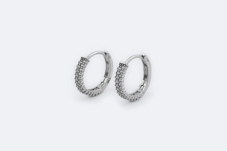 Boucles d'oreilles Oro Bianco Boucles d'oreilles croissant en or blanc avec diamants 58 Facettes ORC196