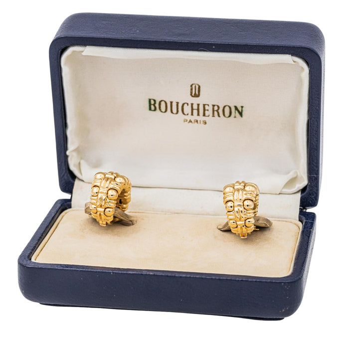 Boucheron Yellow Gold Crossed Ball Earrings