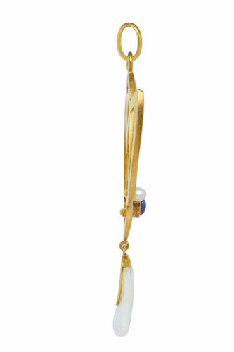 Pendentif Pendentif Art Nouveau avec diamants, saphir et perle rare 58 Facettes 24292-0258