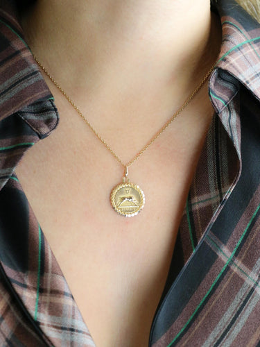 Pendentif PERROUD Médaille signe du zodiaque Taureau or jaune 58 Facettes 1176.3