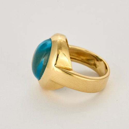 Bague 55 Bague cocktail or jaune et aigue marine 58 Facettes CHAL0444