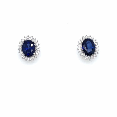 Boucles d'oreilles Vintage Sapphire Diamond Gold Cluster Stud Earrings 58 Facettes