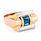 Bague 55 Bague tank saphirs baguette en or rose et or blanc 18k 58 Facettes 97D858990C5A43EAB9EE2AE805F882A7