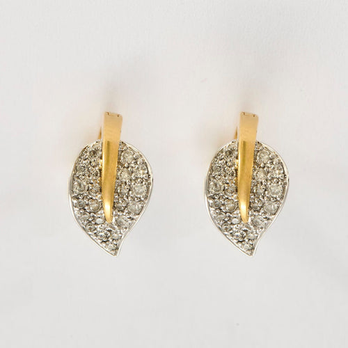 Boucles d'oreilles Demi parure, or jaune et or gris, et diamants 58 Facettes 440/1