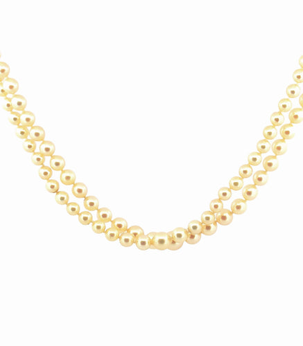 Collier Collier de perles ancien double rang, fermoir or et diamants 58 Facettes