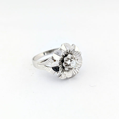 Bague 54 Bague florale en or blanc et diamant 58 Facettes 32109