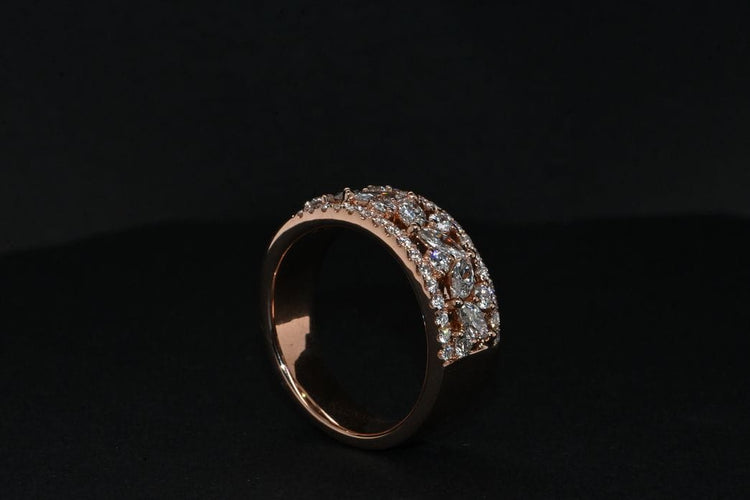 Bague 55 Bague En Or Rose et Diamants 58 Facettes