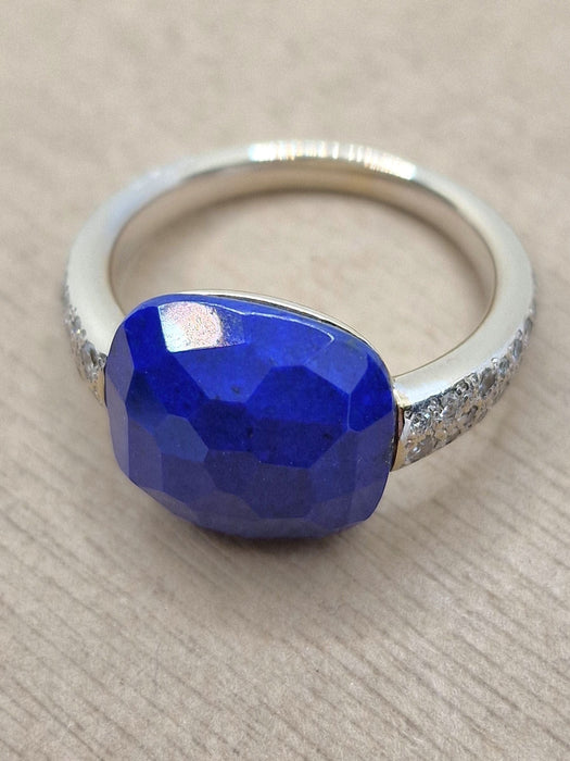 Bague 53 POMELLATO - Bague Capri or blanc, lapis, diamants 58 Facettes