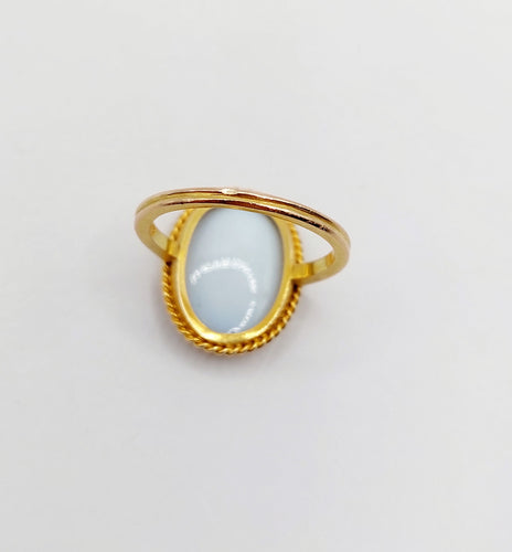 Bague 51 Bague antique or jaune 14k camée sur agate 58 Facettes A06168