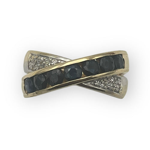 Bague 52 Bague croisée or blanc, saphirs et diamants 58 Facettes 149058507