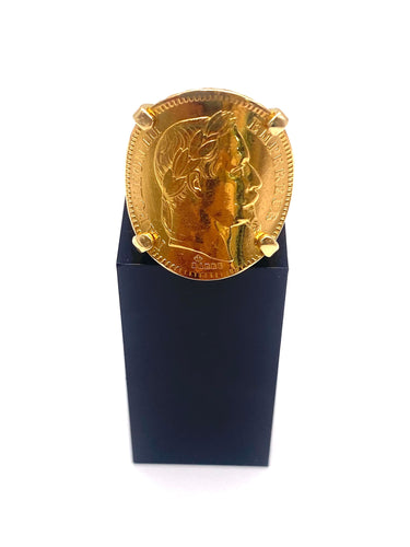 Bague 58 Bague or PIECE 20 francs NAPOLEON III 58 Facettes BAGUE 20 F COURB