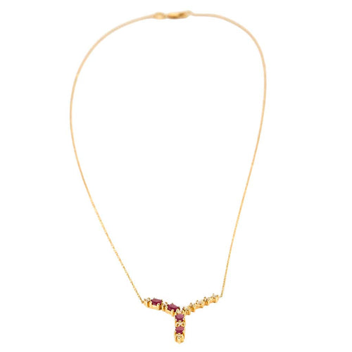 Collier Collier en or jaune, rubis et diamants 58 Facettes LP1206/17
