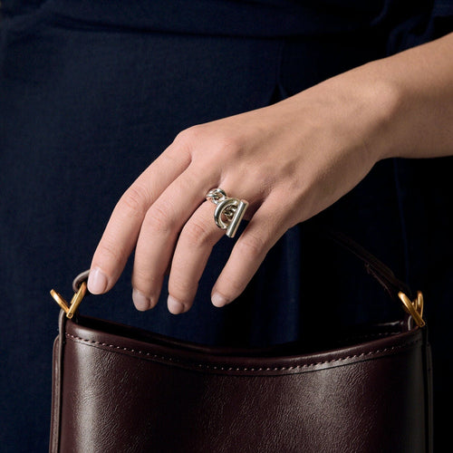 Bague 53 HERMÈS - Croisette - Petit modèle - Bague en argent 58 Facettes 58FC13-1