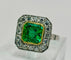 Bague 54 Bague en platine avec émeraude centrale et halo de diamants – Style vintage 58 Facettes 50329