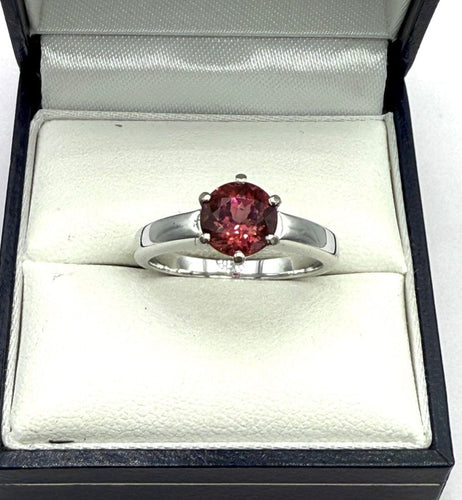 Bague 55 Solitaire or gris spinelle rose 58 Facettes