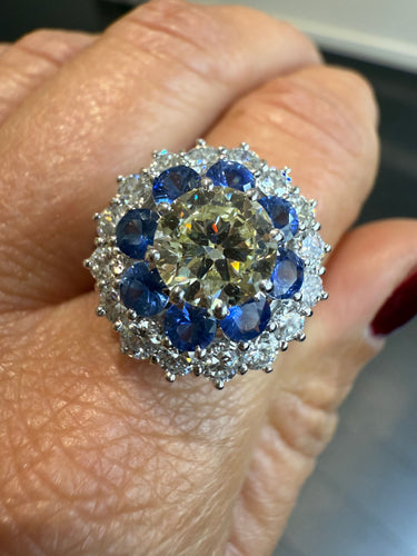 Bague 66 Bague Marguerite Or blanc - Saphirs et Diamants 58 Facettes 1.0000422/4