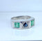 Bague 51 Bague en or blanc 18 carats en saphir et émeraudes, vers 1930 58 Facettes AB505