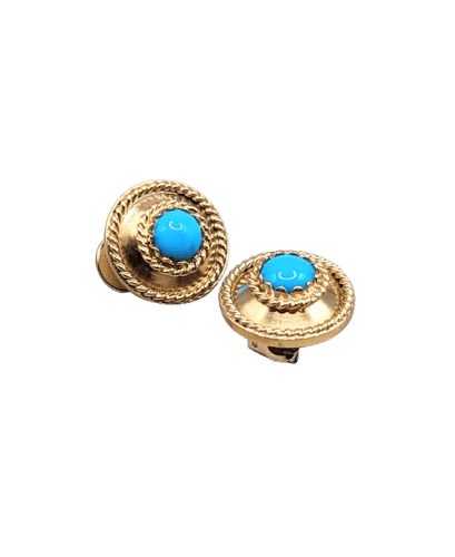 Boucles d'oreilles Boucles d'oreilles clips or jaune et turquoise 58 Facettes