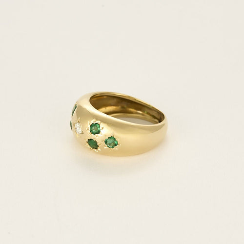 48号戒指，黄金戒指，镶钻石和祖母绿 58 Facettes DIE1614X3