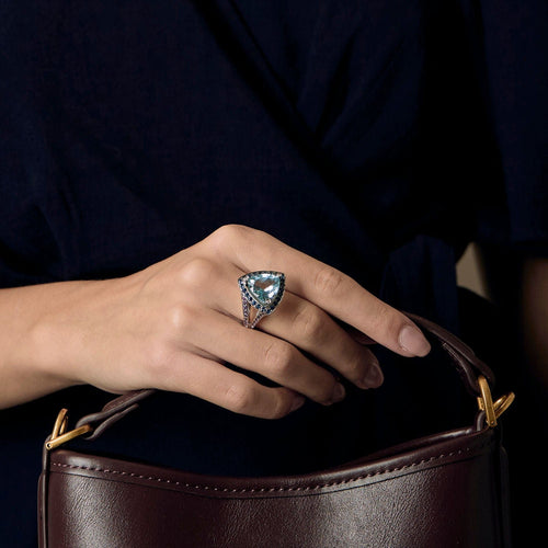 Bague 54.5 Mauboussin  Tellement Subtile pour Toi bague en or blanc, aigue marine, saphirs et améthyste 58 Facettes B250515