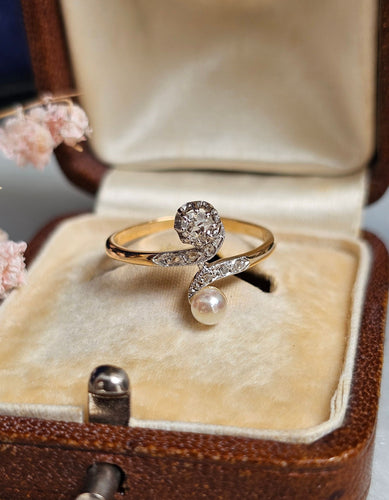 Bague 51.5 Bague Toi et Moi Diamants et Perle 58 Facettes 357