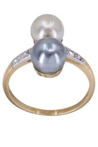 Bague BAGUE PERLES ET DIAMANTS ART-NOUVEAU 58 Facettes 094681