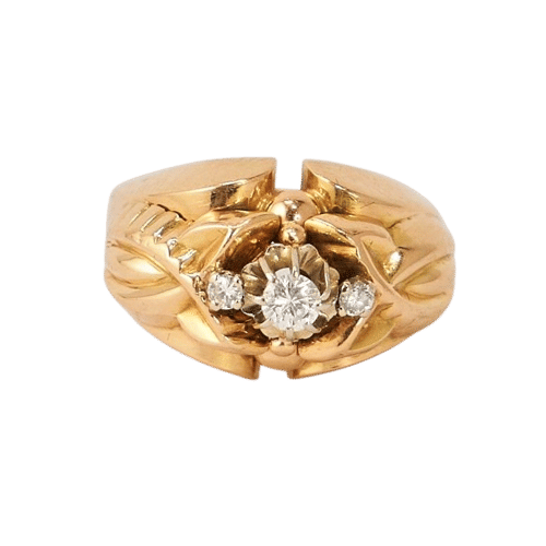 Bague Bague Dôme Or Jaune Diamants 58 Facettes LOT 3698