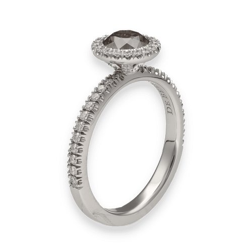 Bague 55 Solitaire De Beers Aura en platine - 1,00 ct Fancy Dark Brown + 0,36 ct F-VVS - Taille 55 - Série complète 2020 58 Facettes FB10126