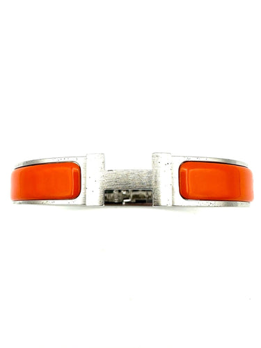 Bracelet HERMES. Collection "Clic H", bracelet argenté 58 Facettes