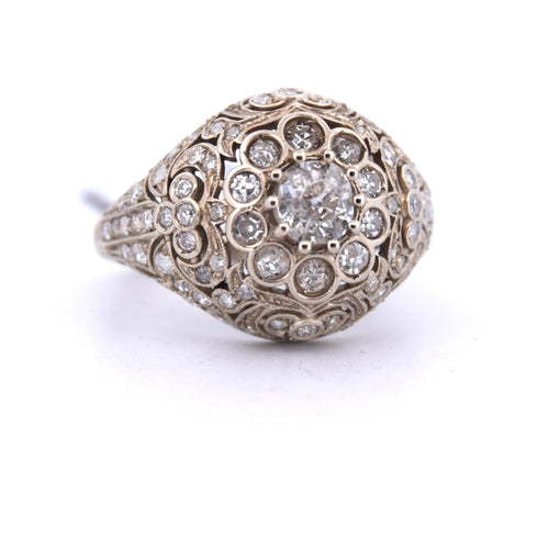 Bague 55 BAGUE ART NOUVEAU - OR BLANC 58 Facettes