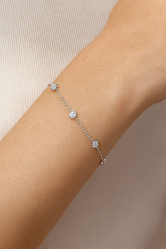 Bracelet Bracelet 5 diamants maille forçat or blanc 18 carats 58 Facettes