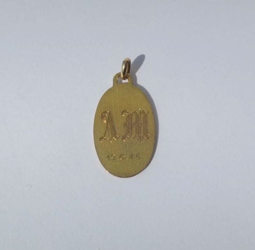 Pendentif Médaille pendentif Saint Christophe or jaune signée A. ROURE - années 1940 58 Facettes