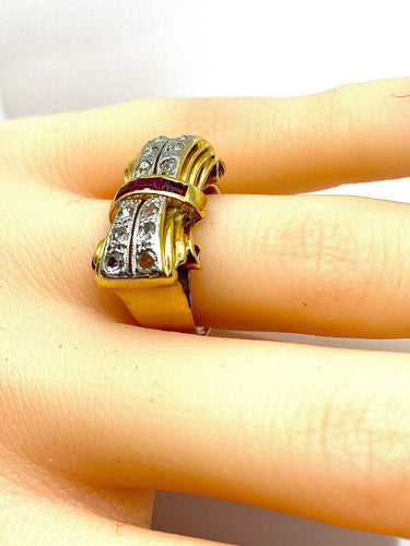 Bague 53 Bague Tank en or jaune 18 carats et diamants, vers 1930/1940 58 Facettes AB465