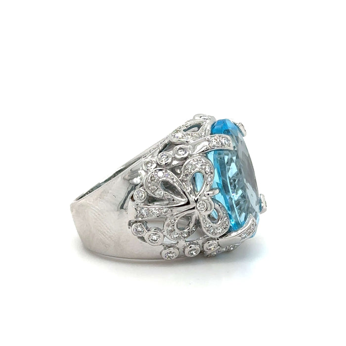 White gold topaz and diamond ring