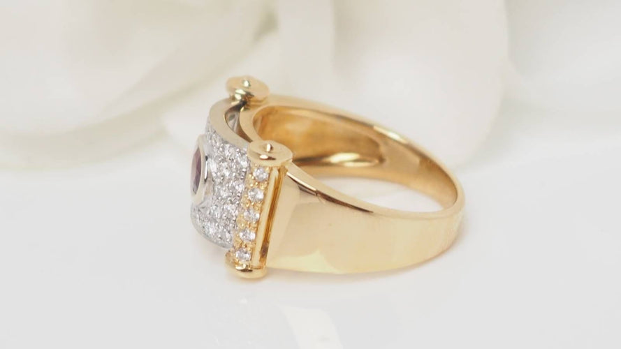 Bague 55 Bague ruban en or bicolore, diamants et rubis 58 Facettes 32538