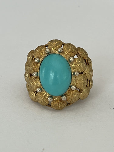 Bague 53 Bague Or Jaune et Turquoise 58 Facettes LOT 6594
