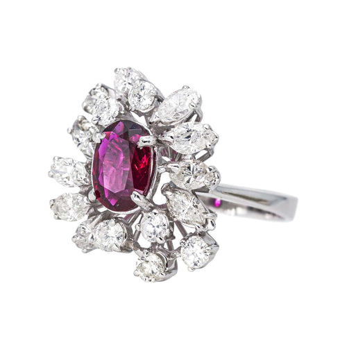 Bague 52.5 Bague Or blanc Rubis, Diamant 58 Facettes 4398645CN