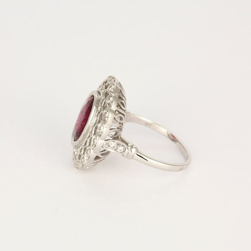 Bague 56 Bague or blanc rubellite diamants 58 Facettes
