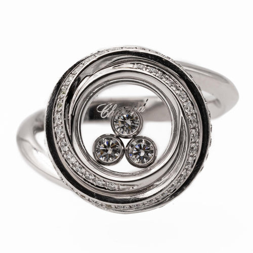 Bague 48 Chopard Bague Happy Diamonds Or blanc Diamant 58 Facettes 2238633CN