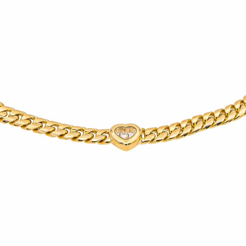 Halsband Chopard Halsband Länk pansarkedja Happy Diamond Gult guld Diamant 58 Facettes 4799569CN