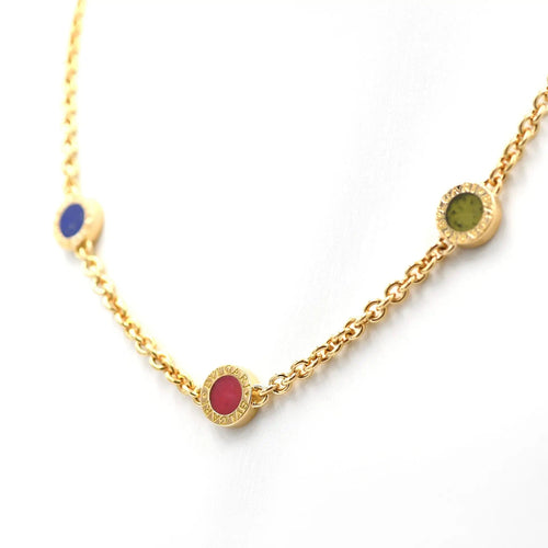 Collier BULGARI - Collier Bulgari en or jaune avec jade, corail et lapis 58 Facettes