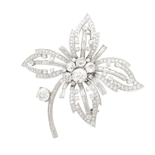 Broche Broche "Fleur" platine, or blanc, diamants. 58 Facettes 33787