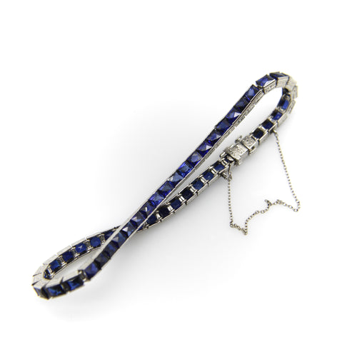 Цлассиц Art Deco Наруквица од платине и сафира