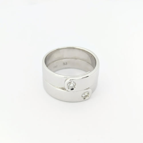 Bague 53 Bague Dinh Van or blanc et diamants 58 Facettes 29043