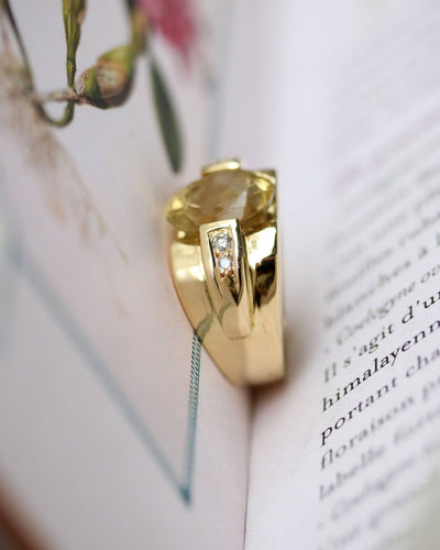 Bague 50.5 Bague Style Tank Or Jaune CItrine 58 Facettes A11624