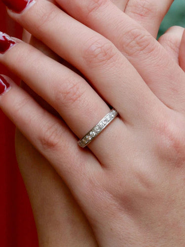 Bague Alliance or blanc diamants taille ancienne 58 Facettes J304