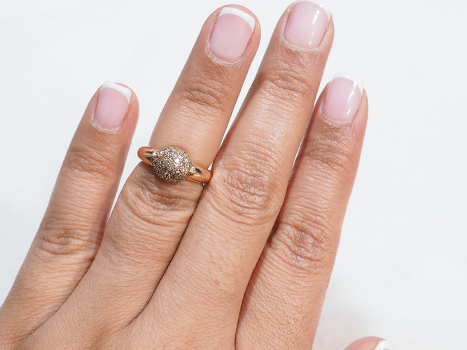 Bague 48 Bague boule en or rose et diamants cognac 58 Facettes 33256